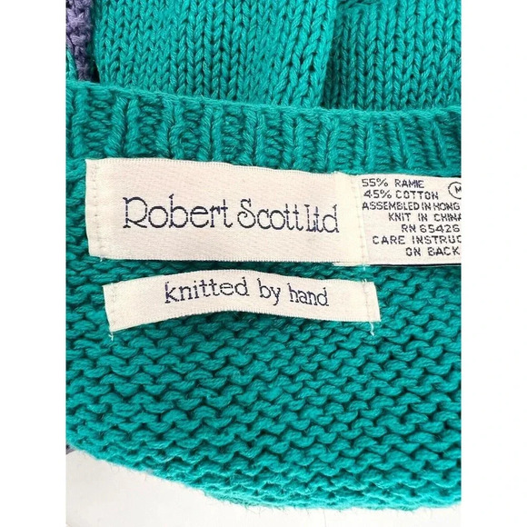 Robert Scott Ltd Women's Pullover Knit Sweater Blue Paisley MEDIUM Hand Knitted - Picture 4 of 15